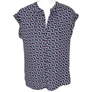 🌸Pleione- Dressy Geometric Pattern Short Sleeve Tunic- Size XS